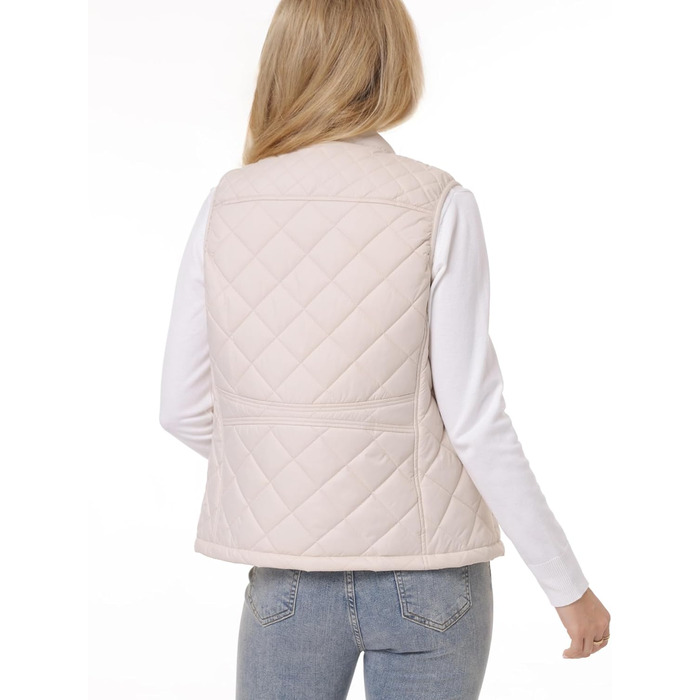Жіноча жилетка Fuinloth, осіння легка стьобана жилетка, безрукавна куртка, короткий жилет, гільє (L, бежевий)