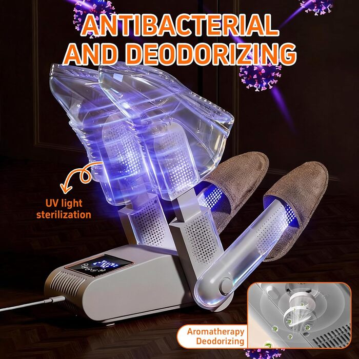 Електричний сушильник для взуття Schuhtrockner на 2 пари з таймером та UV-лампою, для футболок та лижних черевиків, білий