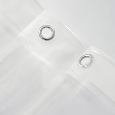 Шторка для душу MIULEE 180x210 см прозора з антигрибковим покриттям, пластикова, водонепроникна, з магнітними вагами, швидковисихаюча, з 12 кільцями, для ванни, 1 шт.