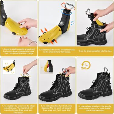 JJDPARTS Shoe Stretchers for Women, Men, Boot Stretchers for Women, Adjustable, Unisex, Wide Feet, Red (Yellow (1 Pack of 38-44))