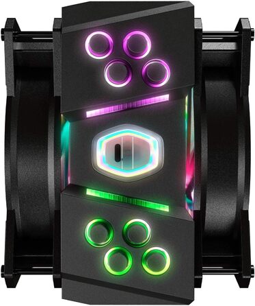 Охолоджувач CPU Cooler Master MasterAir MA410M з RGB підсвічуванням: двотурна конструкція, 6 heatpipes, тихий вентилятор SF120R
