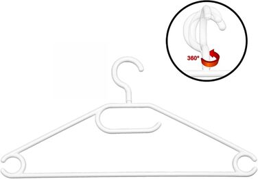 Plastic Clothes Hangers, Swivel Hook – Black + White/White, 100 Pieces