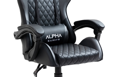 Ігрове крісло Alpha Gaming Carbon, штучна шкіра, чорно-сіре