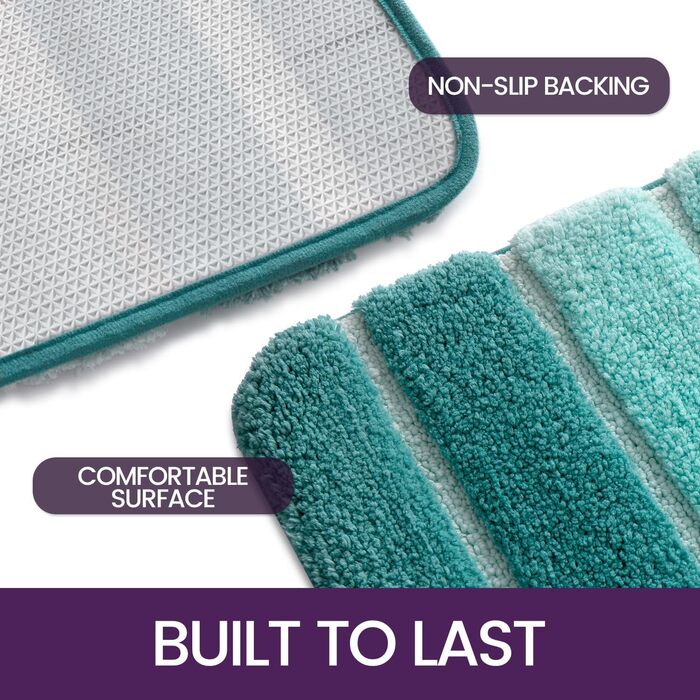 Non-Slip Bathroom Rug - Absorbent & Washable Bath Mat - 60 x 110 cm - Green