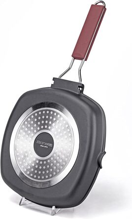 Сковорода-гриль Moneta Pro Grill 24x24 см з антипригарним покриттям, складаною ручкою, для індукції, чорна