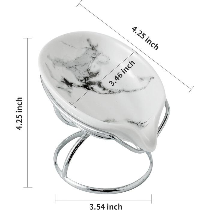 Керамічна миска для мила Dobbyby у формі листя з самозливним механізмом, сріблястого кольору, для ванної, душу, кухні.