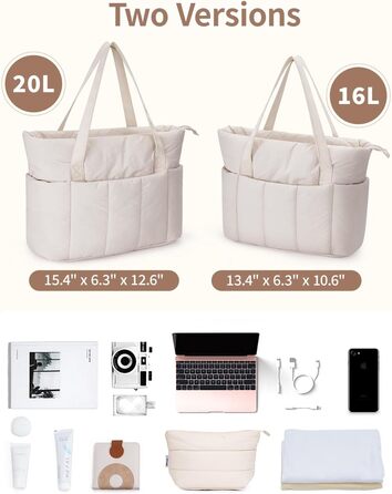 Сумка жіноча Narwey Shopper бежева, велика, легка - для роботи, навчання, як сумка для вчителя з багатьма кишенями