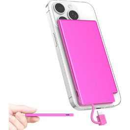 Power Bank Auskang 5000mAh Slim з кабелем для iPhone (до iPhone 14) - Рожевий