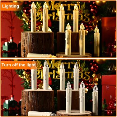 Cimetech 1920s Christmas Tree Candles Wireless LED Floating Candles Christmas Tree Lighting String Lights Christmas Tree Warm White Christmas Decoration with Remote Control Timer 1.5 x 8 cm
