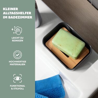 Тримач для мила Bremermann Calvi з бамбука та пластику (сірий)