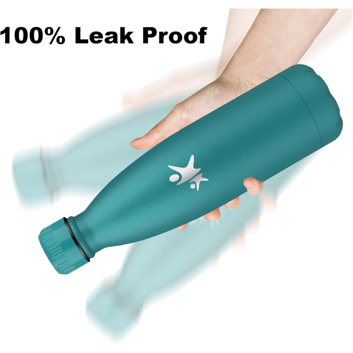 Термос-пляшка спортивна 750 мл, з нержавіючої сталі, подвійні стінки, BPA-Free, для кемпінгу, подорожей та спорту (моховий, 750 мл)