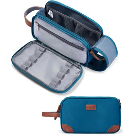 Чоловіча дорожня косметичка Ecohub, водонепроникна, з відділенням для мокрого одягу, з ремінцями, з перероблених матеріалів, з двома блискавками (синьо-зелена)