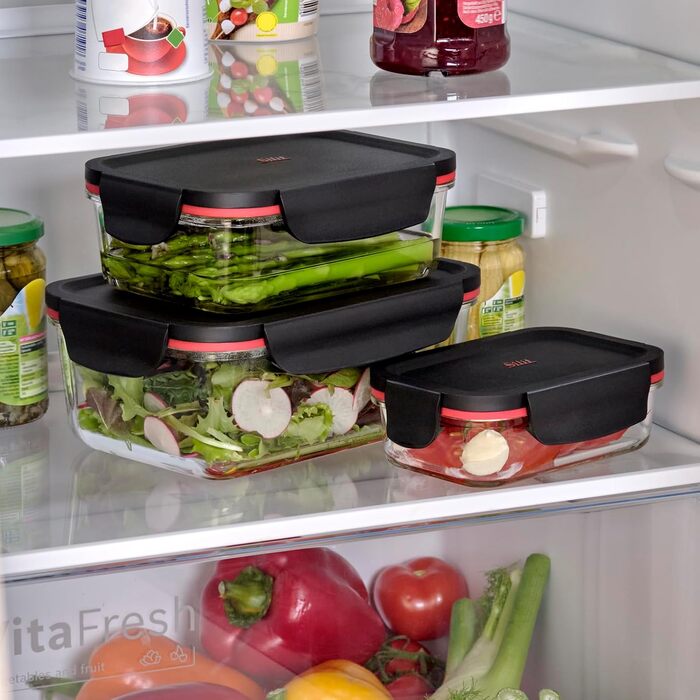 Набір контейнерів для зберігання Silit Storio (3 шт.), скляні з кришкою, герметичні, придатні для миття в посудомийній машині, для мікрохвильової печі та духовки (без кришки)