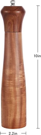 Набір дерев'яних мельниць для солі та перцю KKC з регульованим керамічним механізмом, 10 дюймів