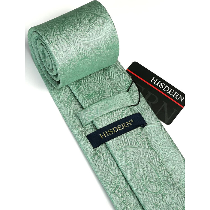 Краватка та нагрудна хустинка для весілля HISDERN, Пазлі, жаккард, різні кольори (K-grün-2)
