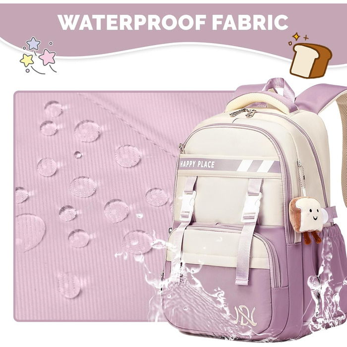 Шкільний рюкзак IvyH для дівчаток, водонепроникний, для 5-9 класів, з нейлону, велика місткість, зелено-фіолетовий