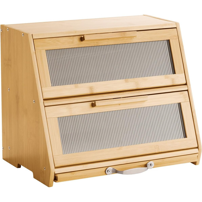 Двошаровий дерев'яний контейнер для хліба VEVOR - Brotkasten з акриловою кришкою для зберігання домашнього хліба