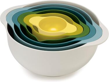 Joseph Joseph Duo 6-Piece Compact Food Preparation Set with Mixing Bowls, Measuring Cups & Sieve, Multi-Color