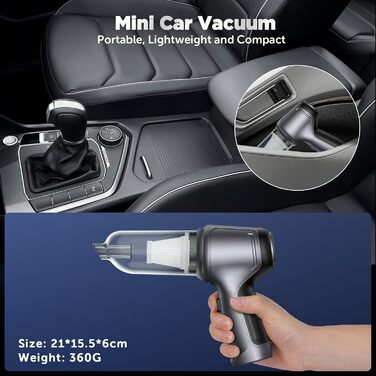 Портативний бездротовий ручний пилосос Brovamo з акумулятором, 12000Pa, для дому, авто, кухні, офісу, видалення шерсті тварин