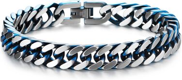 Чоловічий браслет-панцер з нержавіючої сталі COOLSTEELANDBEYOND, сатиновий, срібно-блакитний