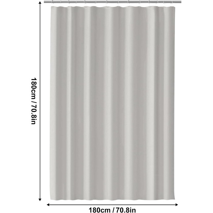 Штора для ванни 180x180 см, водонепроникна, антигрибкова, з кільцями, бежева (1 шт.)