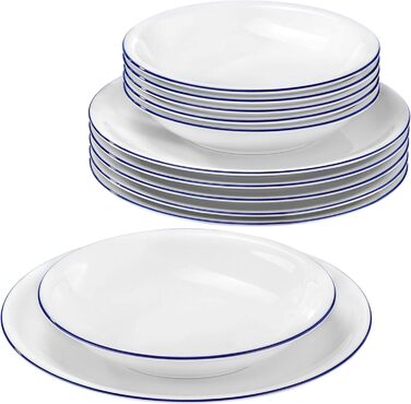 Seltmann Weiden Compact Blaurand: Сервіз столовий 12 предметів (6 осіб), білий