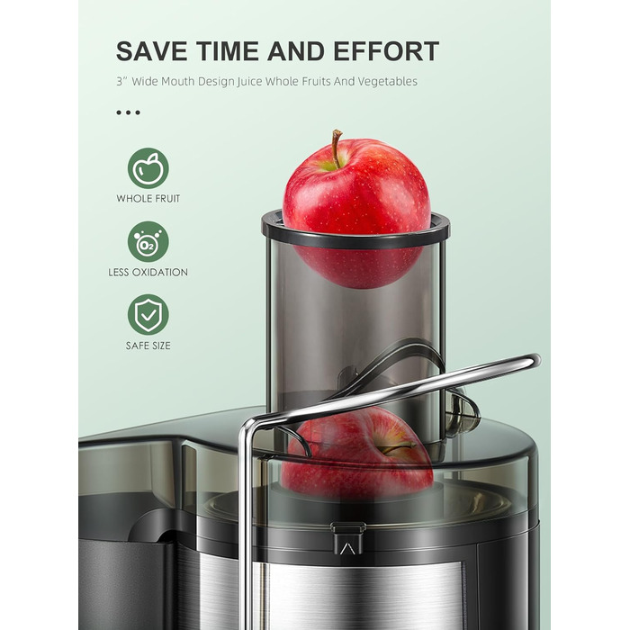 Електричний соковитискач Sliver 500W з нержавіючої сталі, BPA-free, для фруктів та овочів