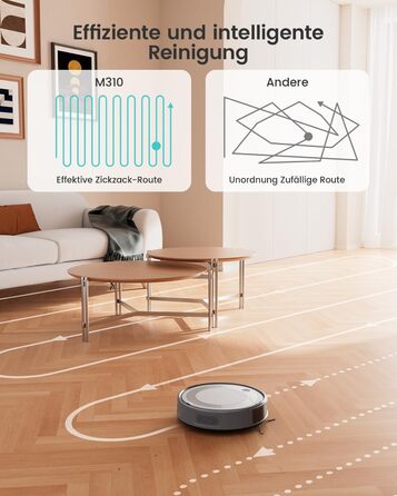 Робот-пилосос LEFANT M310 сірий: потужність 4500Pa, 180 хв роботи, Wi-Fi керування, для тварин та твердих поверхонь