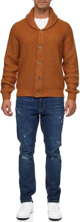 Чоловічий кардиган Indicode INBrandox з коміром-шарфом та кнопковою застібкою | Дріб'язковий кардиган для чоловіків (M, Карамель)