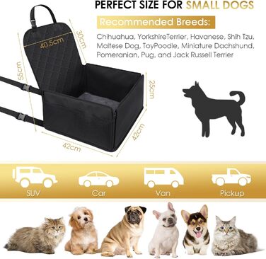 Автомобільний лежак для собак на заднє сидіння, чорний. Міцний, водонепроникний, з ременями безпеки. Підходить для собак малого та середнього розміру.