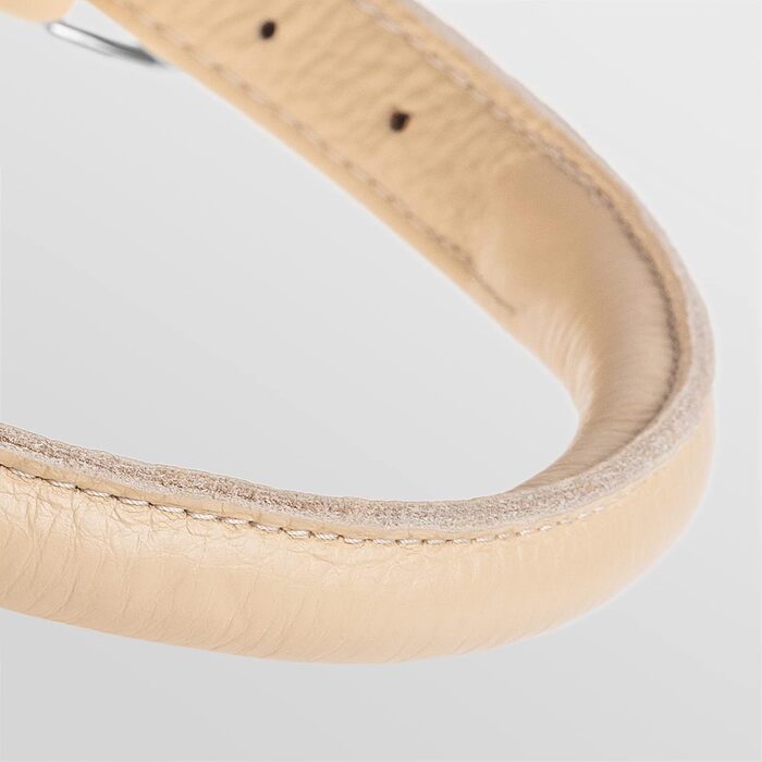 Шкіряний нашийник для собак CollarDirect, круглий, м'який з підкладкою, ручної роботи, справжня шкіра, для цуценят та дорослих собак, малих та великих порід, рожевий, червоний, фіолетовий, синій (бежевий, 15-18 см)