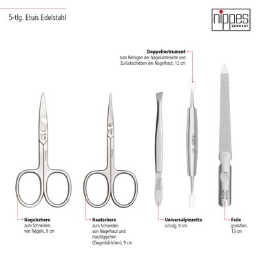 Набір для манікюру Solingen Classic Premium від Nippes: якісні інструменти з нержавіючої сталі в шкіряному етиюі (5 предметів)