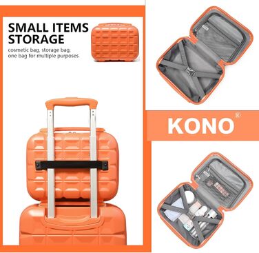 Валіза KONO середнього розміру на 4 колесах, 62x43x26 см, з TSA замком, ABS, помаранчевий