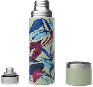 Qwetch Stainless Steel Thermos Flask - 750ml Insulated Bottle & Thermos with Recycled Stainless Steel Cup - 24h Cold & 12h Hot - Leakproof, BPA-Free & Perfect for Coffee & Tea - Brushed Stainless Steel (750 ml, Bahia)