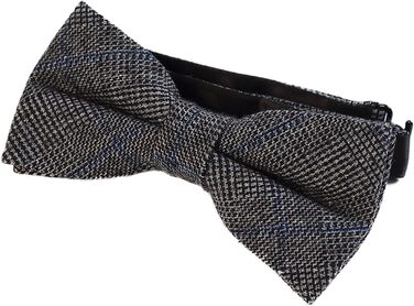 Метелик DonDon чоловічий, бавовняний, в клітку (синьо-чорно-сірий), з нагрудною хустинкою 23x23 см, стиль твід