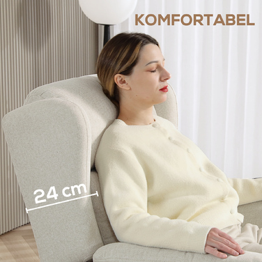 Крісло-релакс HOMCOM, телевізорне крісло з регульованим нахилом, крісло з пружинним блоком для телевізора, м'яке крісло для відпочинку, крісло з максимальною вагою до 150 кг для вітальні, спальні, Бежевий колір | Aosom