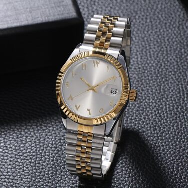 Елегантні механічні годинники з арабськими цифрами, автоматичним заводом, датою, 38 мм, чоловічі (срібні)