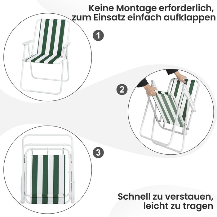 WOLTU Folding Camping Chairs, 2-Pack, Foldable Chair, Comfortable, Fishing Chair, Ultra-Lightweight with Armrests for Picnic, Outdoor, Hiking, Garden, Balcony, (White+Green)