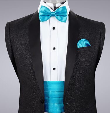 Комплект аксесуарів Alizeal для чоловіків: краватка-метелик, підтяжки та нагрудна хустинка, бірюзовий колір, подарунковий набір