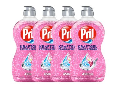 Засіб для миття посуду Pril Kraft Gel Power & Perlen, висока розчинна сила жиру, 450 мл (набір 4 шт)