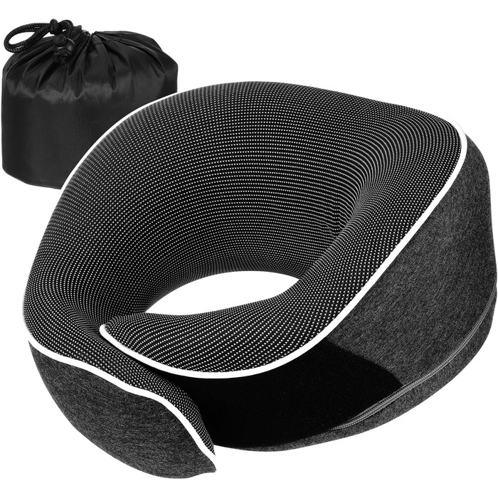 Подушка для шиї у літак та автомобіль, 100% Memory Foam, 360° регулювання, для дорослих