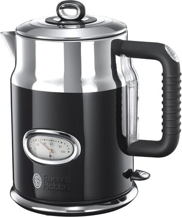 Електричний чайник Russell Hobbs 1.7л, 2400W, Retro, Чорний & полірована нержавіюча сталь