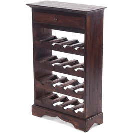 Rustic Wine Rack Cortez 85 | 85x55cm (H x W) Solid Wood | Bottle Shelf, Wine Bottle Shelf made of Wood, Beverage Shelf with Drawer | Color: 03 Dark Brown