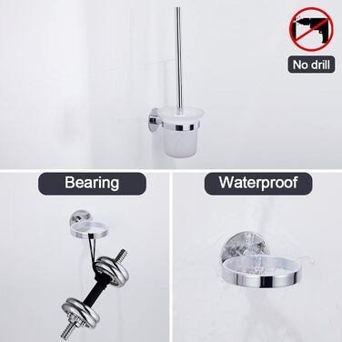 Набір для чищення унітазу GERUIKE з керамічним тримачем (сірий матовий, хром-срібло)