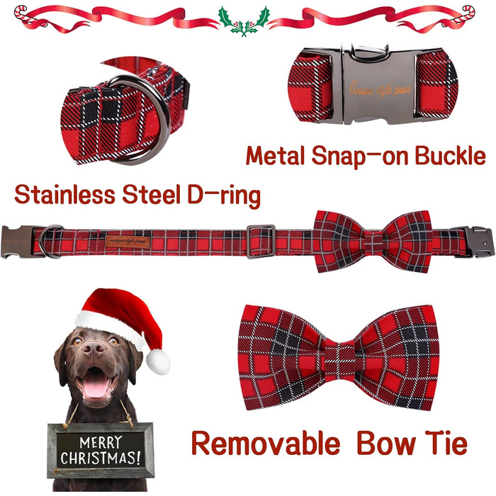 Нашийник для собак та котів з бантиком, міцний, регульований, для собак та котів будь-яких розмірів (Collar&Bow-S, Rot)