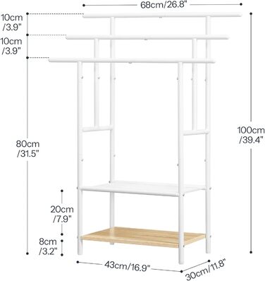 HOOBRO Настінна/Підлогова Сушарка для Рушників з 3 Перекладинами та 2 Полицями, Колір: Темно-Коричневий/Чорний, EBF05LB01