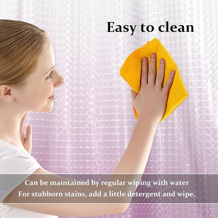 Завіса для душу LEMON CLOUD антигрибкова з вантажем та магнітом, 183x200 см, водонепроникна, антибактеріальна, PEVA, з 12 кільцями, фіолетовий