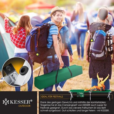 Кемпінг-ліжко KESSER® Klappbett з сумкою, ліхтарем та кишенею, 190 см, сталевий каркас, 600D Oxford, зручне для подорожей