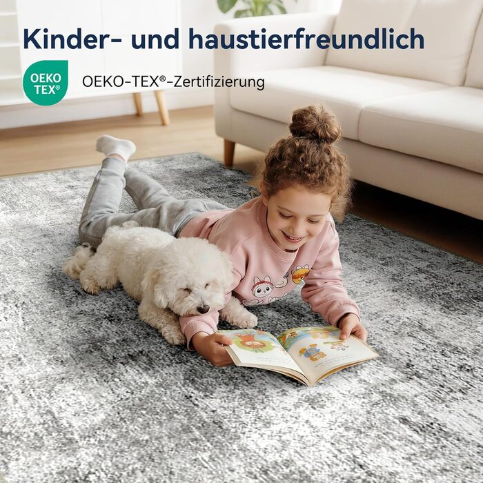 Килимок-довгий килим (бігун) з неслизьким покриттям, короткий ворс, для кухні, миття, згинання, абстрактний дизайн для входу, кухні, вітальні та офісу, синьо-чорний (150 x 210 см, сіро-білий)