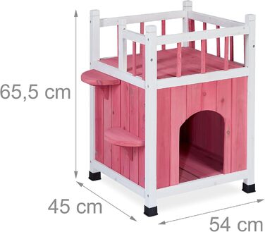 Кіт-будинок Relaxdays з тканини, червоно-білий, 71.5 x 62.5 x 44 см, 2 входи, складаний